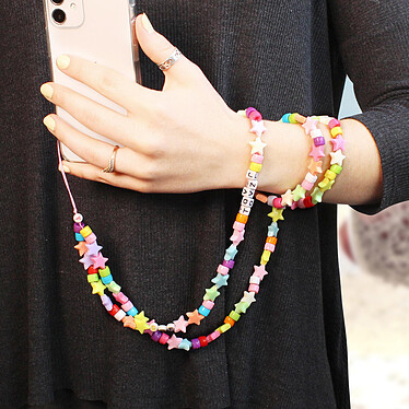 Acheter Avizar Bijou Téléphone Bracelet Perles et Étoiles 110cm Collection Summer Multicolore