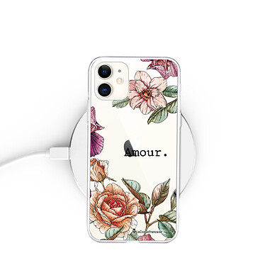 LaCoqueFrançaise Coque iPhone 11 silicone transparente Motif Amour en fleurs ultra resistant pas cher