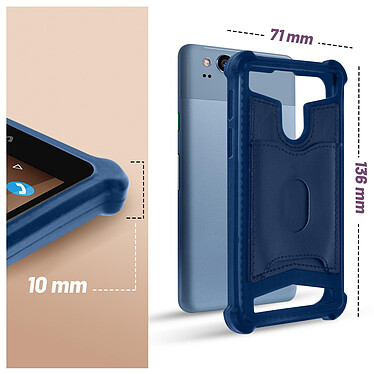 Avizar Coque Smartphone 4.7'' à 5'' Souple Coins Bumper Porte-carte Amovible  Bleu Nuit pas cher