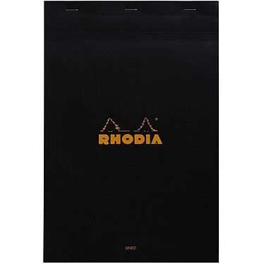 RHODIA Bloc BLACK N°19 21x31,8cm 80F agrafées 80g ligné+marge
