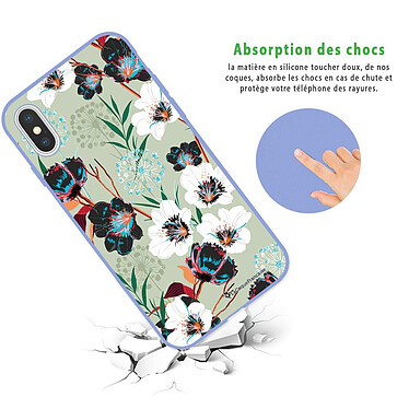 Avis LaCoqueFrançaise Coque iPhone X/Xs Silicone Liquide Douce lilas Fleurs vert d'eau