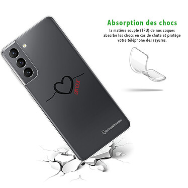 Avis LaCoqueFrançaise Coque Samsung Galaxy S21 5G 360 intégrale transparente Motif Coeur Noir Amour Tendance