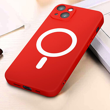 Avis Avizar Coque MagSafe pour iPhone 14 Plus Soft Touch Finition Mate Bords Surélevés  rouge