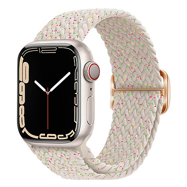Avizar Bracelet pour Apple Watch 41mm et 40mm et 38 mm Nylon Tressé Ajustable par Boucle Métallique  beige à motif multicolore