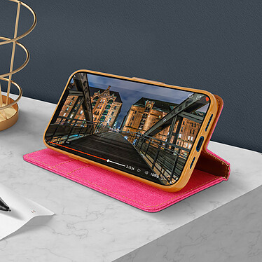 Acheter Avizar Etui Apple iPhone 12 Pro Max Housse Portefeuille Tissu Série Canvas - rose