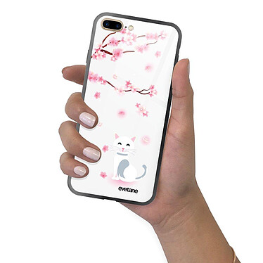 Evetane Coque iPhone 7 Plus/ 8 Plus Coque Soft Touch Glossy Chat et Fleurs Design pas cher