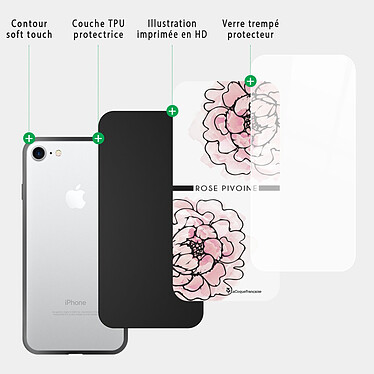 Acheter LaCoqueFrançaise Coque iPhone 7/8/ iPhone SE 2020/ 2022 Coque Soft Touch Glossy Rose Pivoine Design