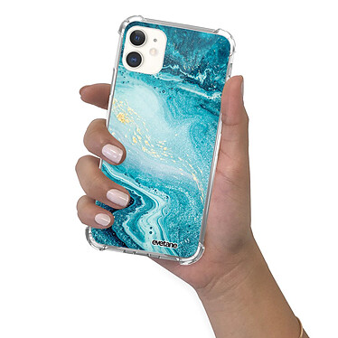 Evetane Coque iPhone 11 anti-choc souple angles renforcés transparente Motif Bleu Nacré Marbre pas cher