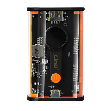 LinQ Batterie Externe 16000mAh USB-C 20W + USB 22.5W Affichage LED  Transparent orange