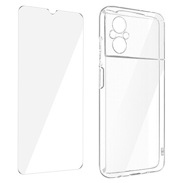 Avizar Coque pour Xiaomi Poco M5 Silicone Souple et Film Verre Trempé 9H  transparent