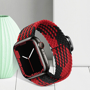 Acheter Avizar Bracelet pour Apple Watch 41mm et 40mm et 38 mm Nylon Tressé Ajustable par Boucle Métallique  noir et rouge