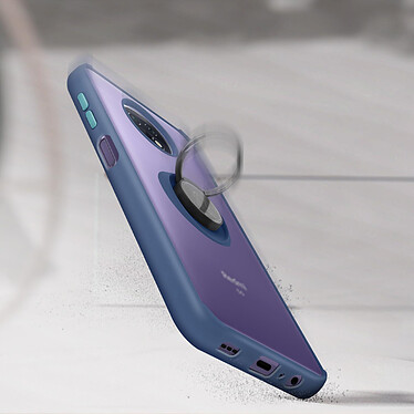 Avizar Coque Xiaomi Redmi Note 9T 5G Bi-matière Bague Métallique Fonction Support bleu pas cher