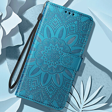 Avizar Étui Fleurs Mandala pour Xiaomi Redmi Note 13 4G Portefeuille Dragonne Bleu pas cher