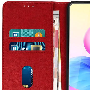 Avizar Étui pour Xiaomi Redmi Note 10 5G Clapet Portefeuille Support Vidéo  Rouge pas cher