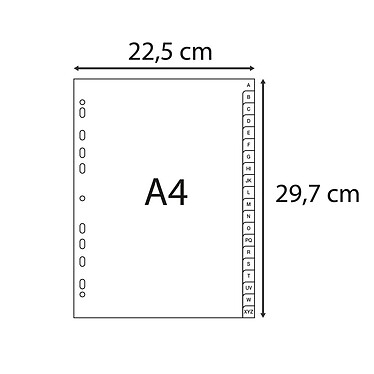EXACOMPTA Intercalaires imprimés alphabétiques PP recyclé gris - AZ 20 positions - A4 - Gris x 10 pas cher