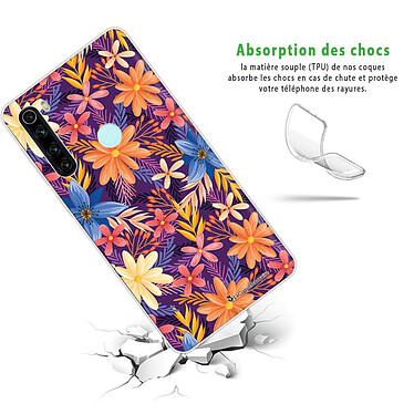 Avis LaCoqueFrançaise Coque Xiaomi Redmi Note 8 T 360 intégrale transparente Motif Fleurs violettes et oranges Tendance