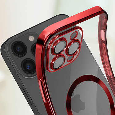 Avizar Coque MagSafe pour iPhone 13 Pro Max Silicone Protection Caméra  Contour Chromé Rouge pas cher