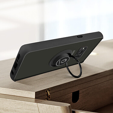 Avizar Coque pour Samsung Galaxy S8 Bi-matière Bague Métallique Support Vidéo  noir pas cher