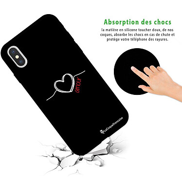 Avis LaCoqueFrançaise Coque iPhone Xs Max Silicone Liquide Douce noir Coeur Blanc Amour