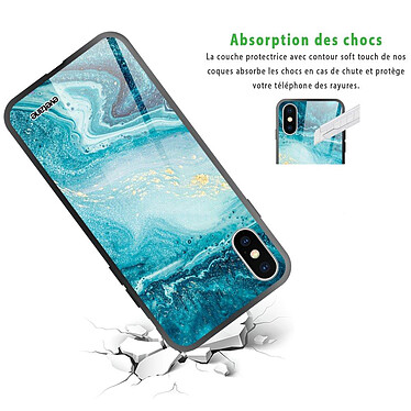 Avis Evetane Coque iPhone X/Xs Coque Soft Touch Glossy Bleu Nacré Marbre Design