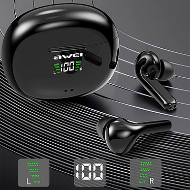Acheter Awei Écouteurs Sans Fil Étui LED Contrôle Tactile Micro Réduction de Bruit Noir