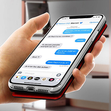 Avizar Étui Apple iPhone 11 Housse Simili-Cuir Clapet Porte-carte Support Vidéo Rouge pas cher