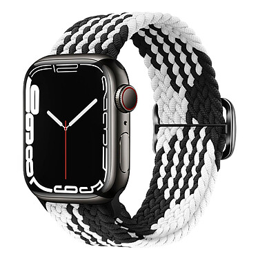Avizar Bracelet pour Apple Watch 41mm et 40mm et 38 mm Nylon Tressé Ajustable par Boucle Métallique  blanc et noir