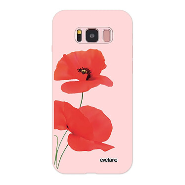 Evetane Coque Samsung Galaxy S8 Silicone Liquide Douce rose pâle Coquelicot