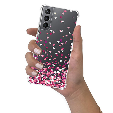 Evetane Coque Samsung Galaxy S21 5G anti-choc souple angles renforcés transparente Motif Confettis De Coeur pas cher