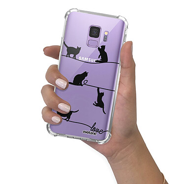 Evetane Coque Samsung Galaxy S9 anti-choc souple angles renforcés transparente Motif Chat Lignes pas cher