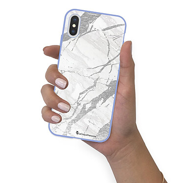 LaCoqueFrançaise Coque iPhone X/Xs Silicone Liquide Douce lilas Marbre gris pas cher