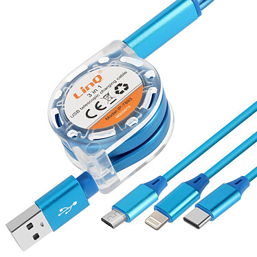 LinQ Câble USB rétractable Universel 1m Bleu