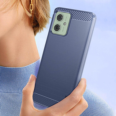 Avizar Coque pour Motorola Moto G54 Effet Carbone Silicone Flexible Antichoc  Bleu Nuit pas cher