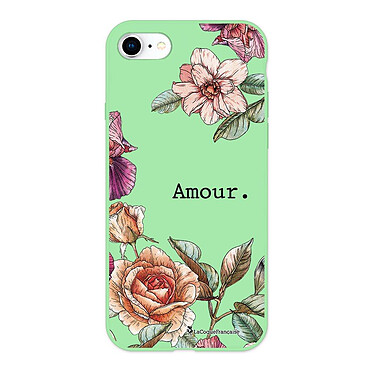 LaCoqueFrançaise Coque iPhone 7/8/ iPhone SE 2020 Silicone Liquide Douce vert pâle Amour en fleurs