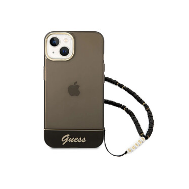 Guess Coque pour Apple iPhone 14 Plus Colors avec lanière perlée Noir