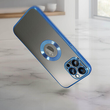 Avis Avizar Coque iPhone 13 Pro Silicone Bloc Caméra Couvert  Transparent Contour Bleu Chromé