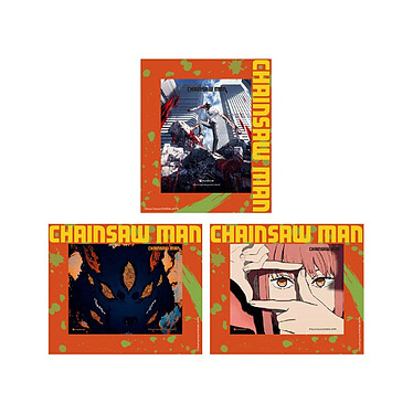 Chainsaw Man - Set de 3 cartes encadrées effet 3D Chainsaw Man 17 x 13 cm