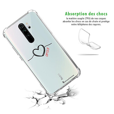 Avis LaCoqueFrançaise Coque Xiaomi Redmi Note 8 Pro anti-choc souple angles renforcés transparente Motif Coeur Noir Amour