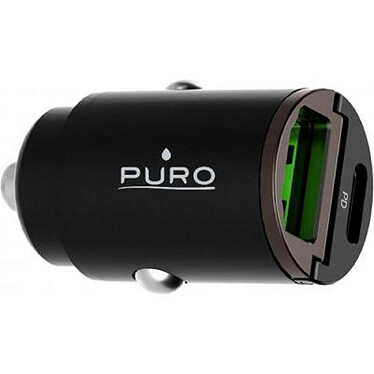 PURO Double Chargeur voiture USB A+C PD 30W Power Delivery Mini Noir