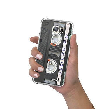 Evetane Coque Samsung Galaxy S7 anti-choc souple angles renforcés transparente Motif Cassette pas cher