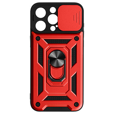 Avizar Coque Antichoc pour iPhone 15 Pro Max Cache Caméra Coulissant Bague rouge