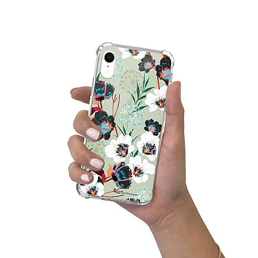 LaCoqueFrançaise Coque iPhone Xr anti-choc souple angles renforcés transparente Motif Fleurs vert d'eau pas cher