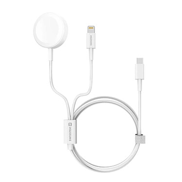 Swissten Câble USB-C pour Apple Watch iPhone et iPad Power Delivery  1.2m Blanc