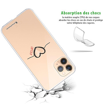 Avis LaCoqueFrançaise Coque iPhone 11 Pro Max silicone transparente Motif Coeur Noir Amour ultra resistant