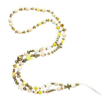 Avizar Bijou de Téléphone Perles Heishi Jaune et Perles Multicolore 80cm avec Dragonne