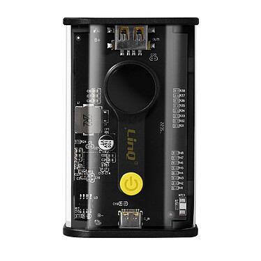 LinQ Batterie Externe 16000mAh USB-C 20W + USB 22.5W Affichage LED  Transparent Noir