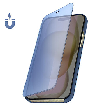 Avizar Étui Clear View pour iPhone 15 Clapet Miroir Fonction Support  Bleu pas cher