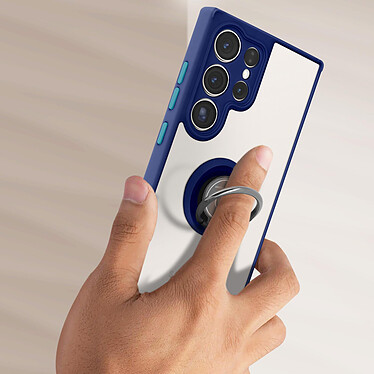 Avis Avizar Coque pour Samsung Galaxy S23 Ultra Bi-matière Bague Métallique Support Vidéo  Bleu