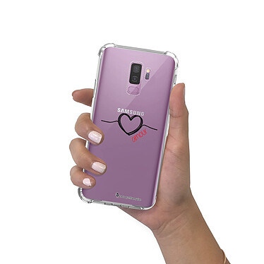 LaCoqueFrançaise Coque Samsung Galaxy S9 Plus anti-choc souple angles renforcés transparente Motif Coeur Noir Amour pas cher