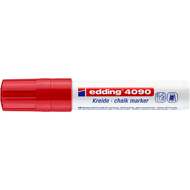 Avis EDDING Marqueur Craie Liquide 4090 Verre Fenêtre Ardoise Rouge Pointe Biseautée 4-15 mm x 5